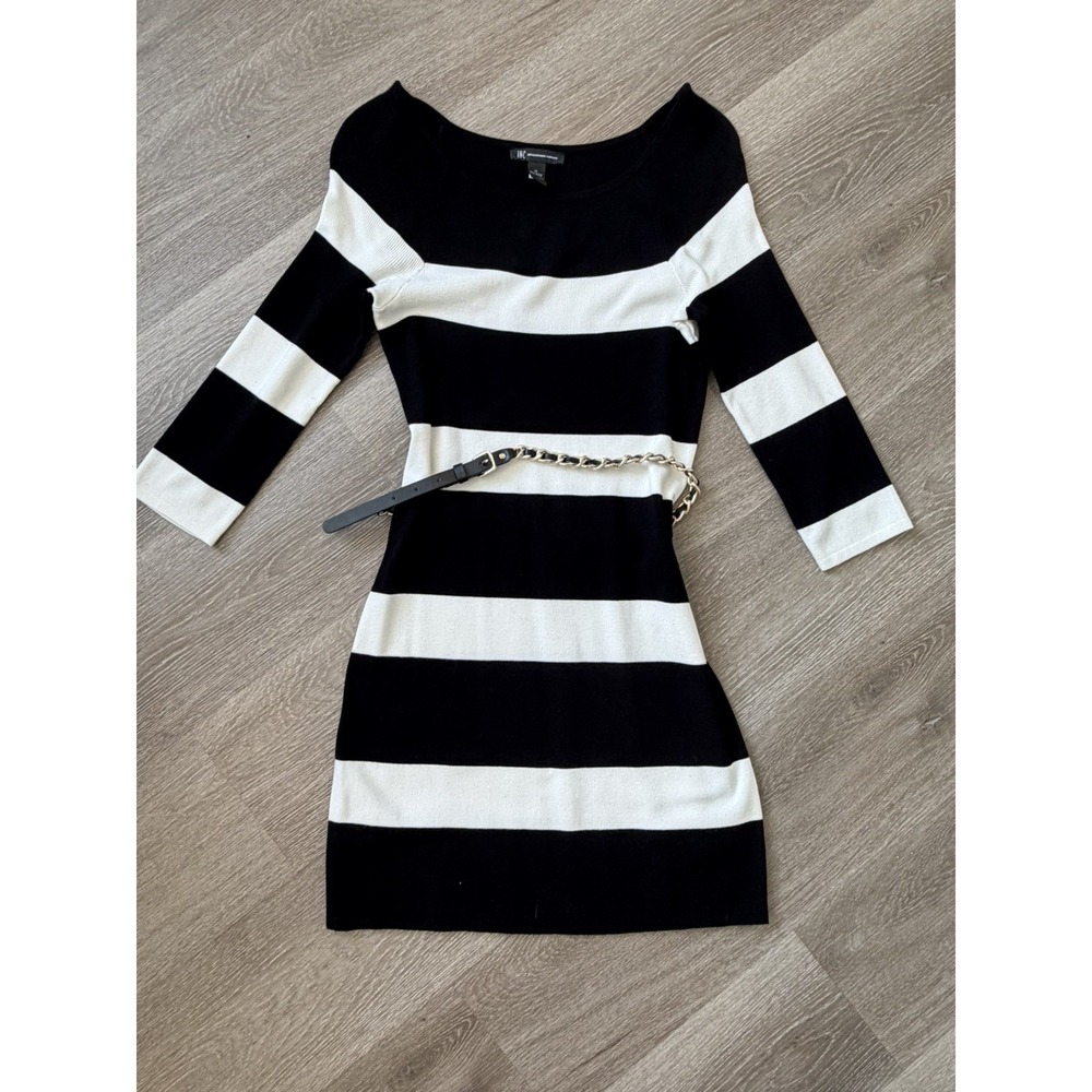 New INC INTERNATIONAL CONCEPTS Mariner Dress Striped Black White Stretch Size M